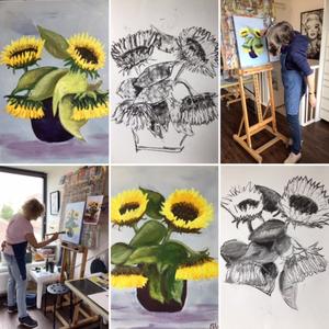 Zonnebloemen schilderen