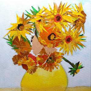 Collage Zonnebloemen van van Gogh