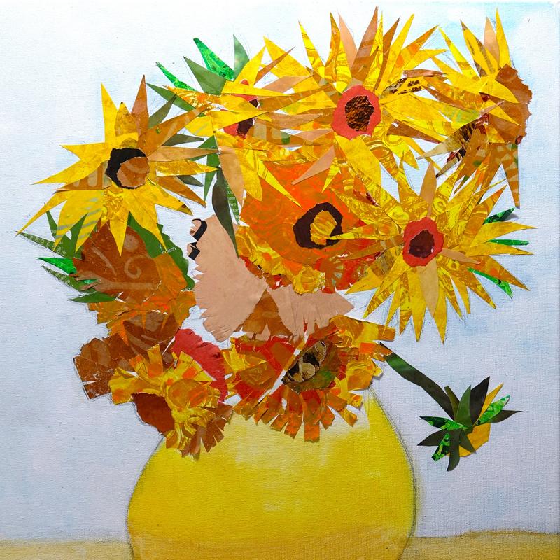 Collage Zonnebloemen van van Gogh