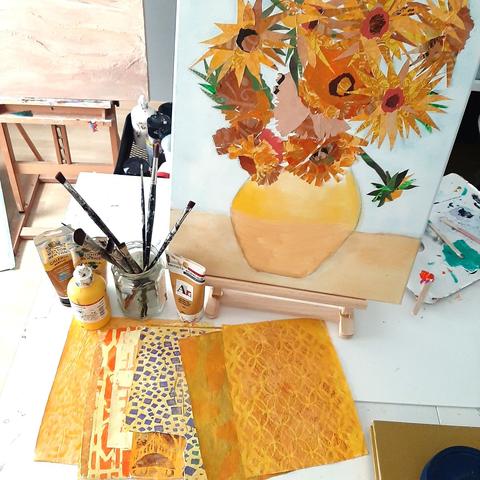 Collage Zonnebloemen van van Gogh