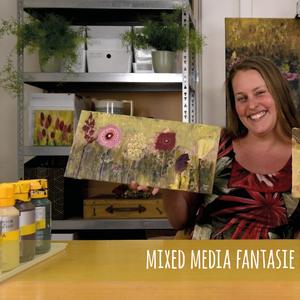 Schildercursus online - fantasiebloemen - mixed media technieken